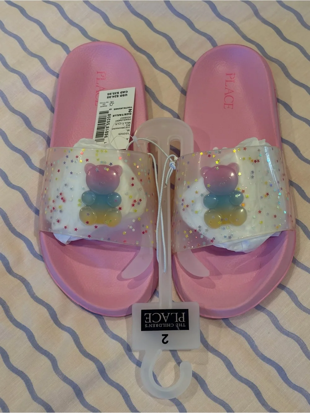 The Children’s Place Pink Gummy Bear Jelly Slide Sandals 🧸🩷🩵💛
